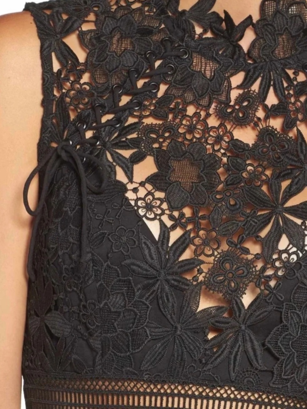 NWT Bardot PARIS Lace Sleeveless Cocktail Bodycon Black Mini Dress Size Small - Picture 3 of 16
